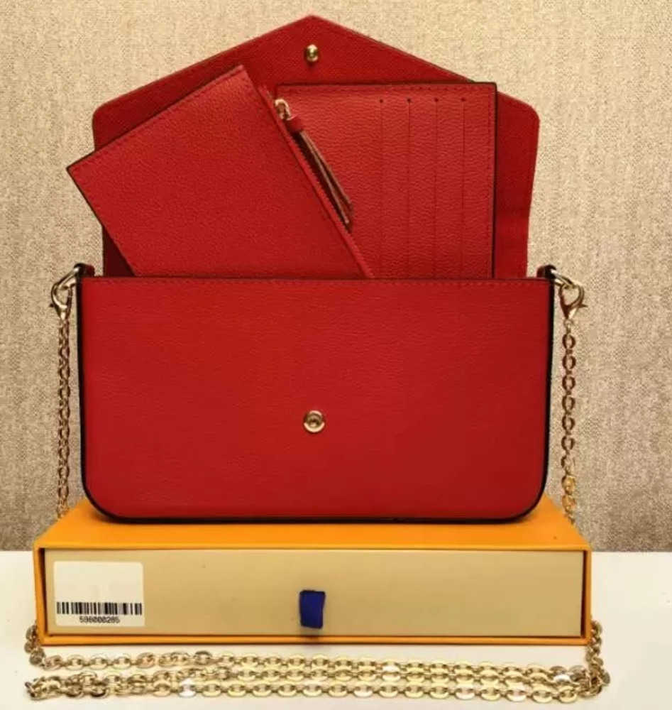 

Cosmetic Bags Cases Luxurys designer bag women handbag favorite multi accessories 3 pcs/set woman Crossbody Purse Flowers shoulder lady Leather with box 61276, No box