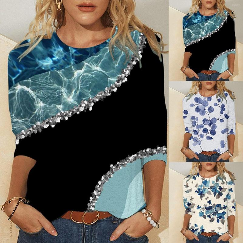 

Women' T Shirts Printed Tie Dye Long Sleeve Ladies Top Crew Neck Shirt  2XL Tops, Beige