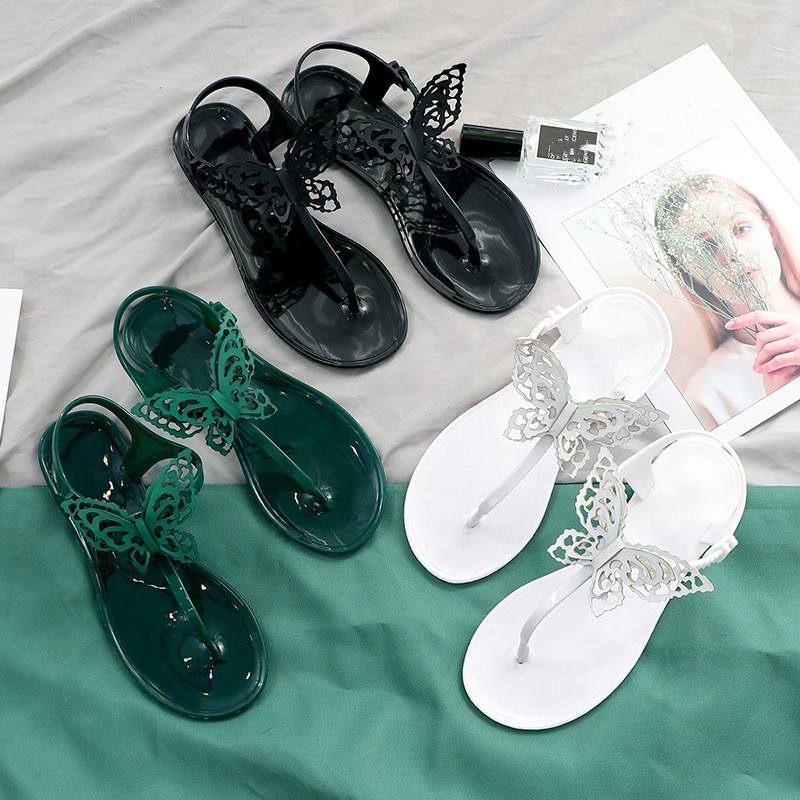 

Designer brand slippers slippers stereo butterfly flat with female cool slippers leather sandal thong with flat beach multiple cool women slippers the summerr HBP, Green
