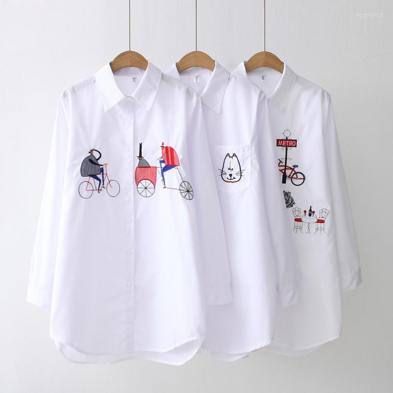 

Women' Blouses Women Clothing Spring Casual Long Sleeve Embroidery Turn-down Collar Single Breasted Fashion Woman 2023, Style 7