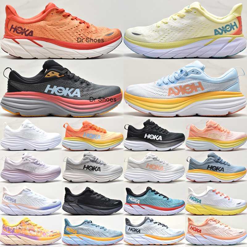 

Hoka One Clifton 8 Road Running Shoes Men Women Shock Absorbing Designer Trainers Fiesta Triple Black Real Teal Bondi 8 Outdoor Sneakers, #04 shell coral peach parfait