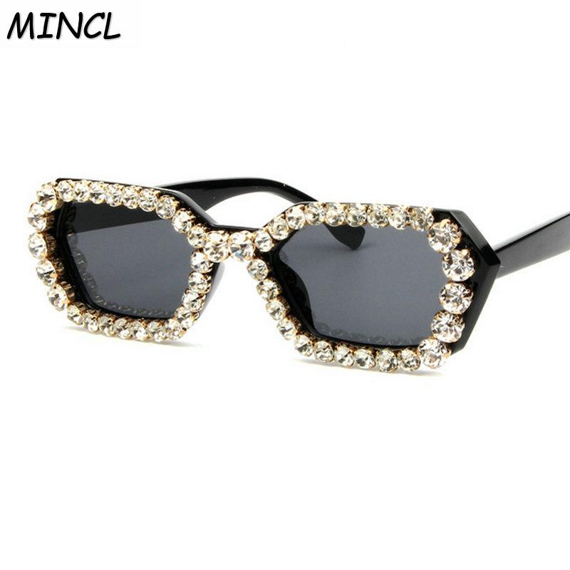 

Sunglasses Small Frame Square Diamond Women Street Shoot Vintage Retro Rhinestone Sun Glasses Eyewear FML