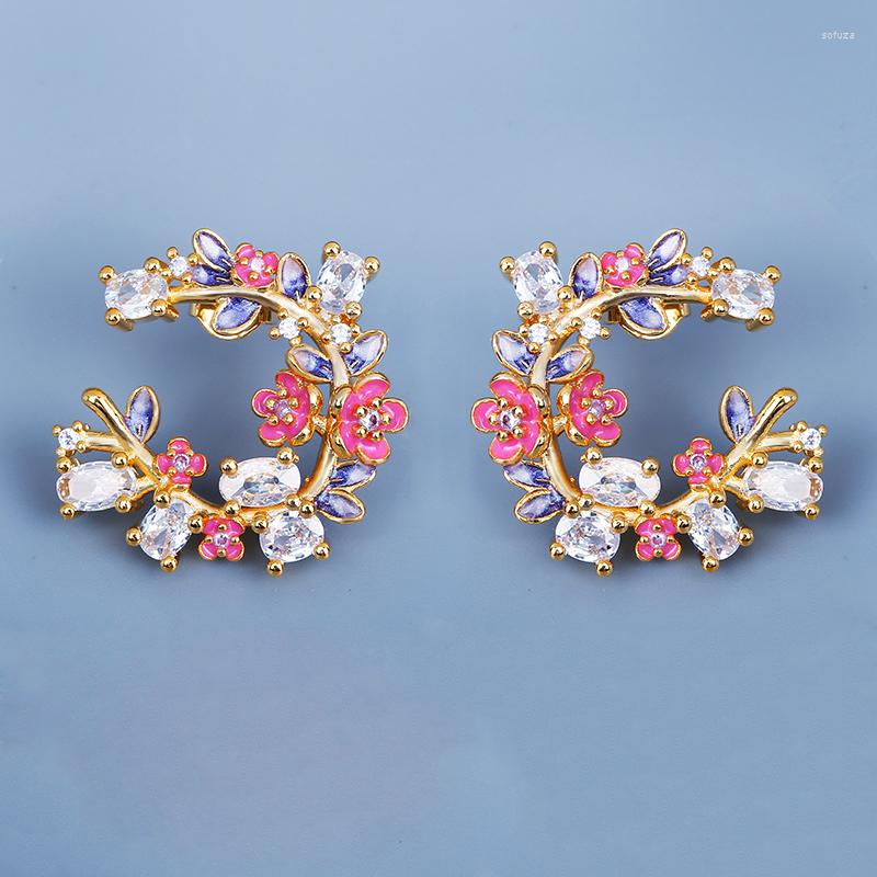 

Stud Earrings 925 Silver Small Fresh Floral White Zircon For Ladies Wedding Birthday Party Jewelry Gift