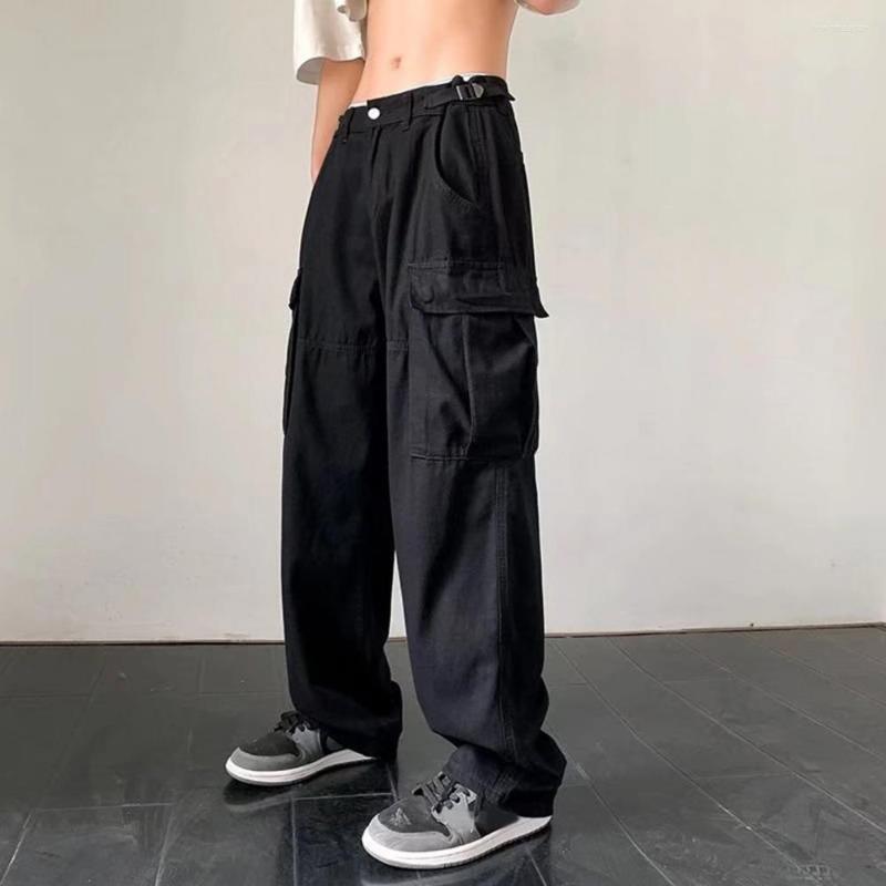 

Men's Pants Chic Spring Trousers Deep Crotch Straight Leg Loose Streetwear Men Warm, Khaki
