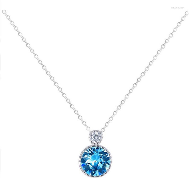

Chains Authentic 925 Sterling Silver Circle Pendant Necklaces 4 Colors Dazzling CZ Luxury Necklace Jewelry