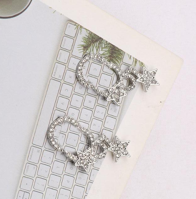 

Luxury Brand Designers Double Letters Stud Long Eardrop Geometric Classic Women Crystal Rhinestone Earring Wedding Party Jewerlry