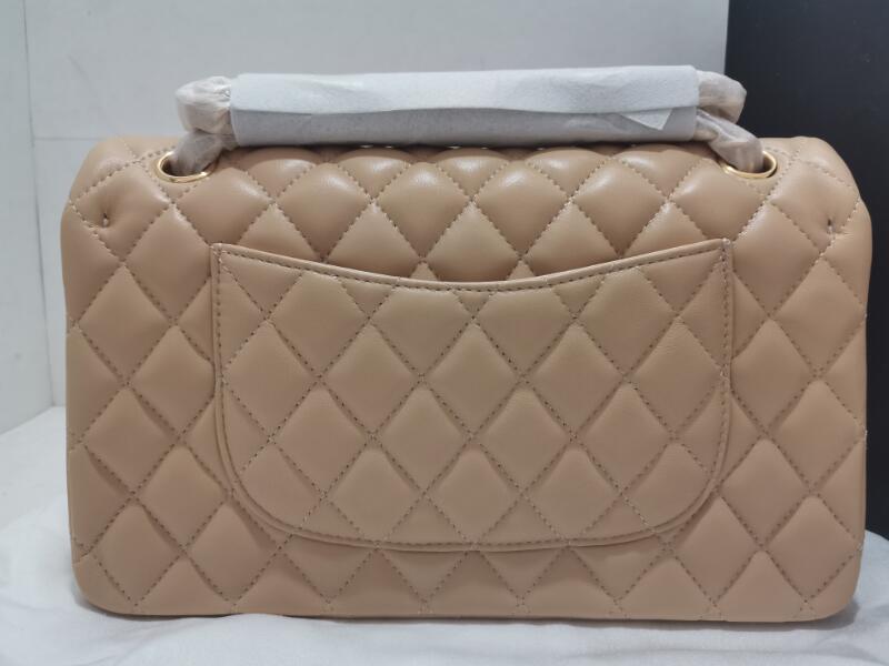 5A Sacs de soirée cosmétiques 25,5 cm classique double rabat en cuir d'agneau sacs à main d'épaule designer sac à main de luxe pour les femmes av