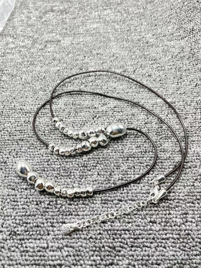 

Chains U NOde50 2023 Fashion Original Electroplating 925 Silver Beads Creative Black Rope Necklace Jewelry Gifts
