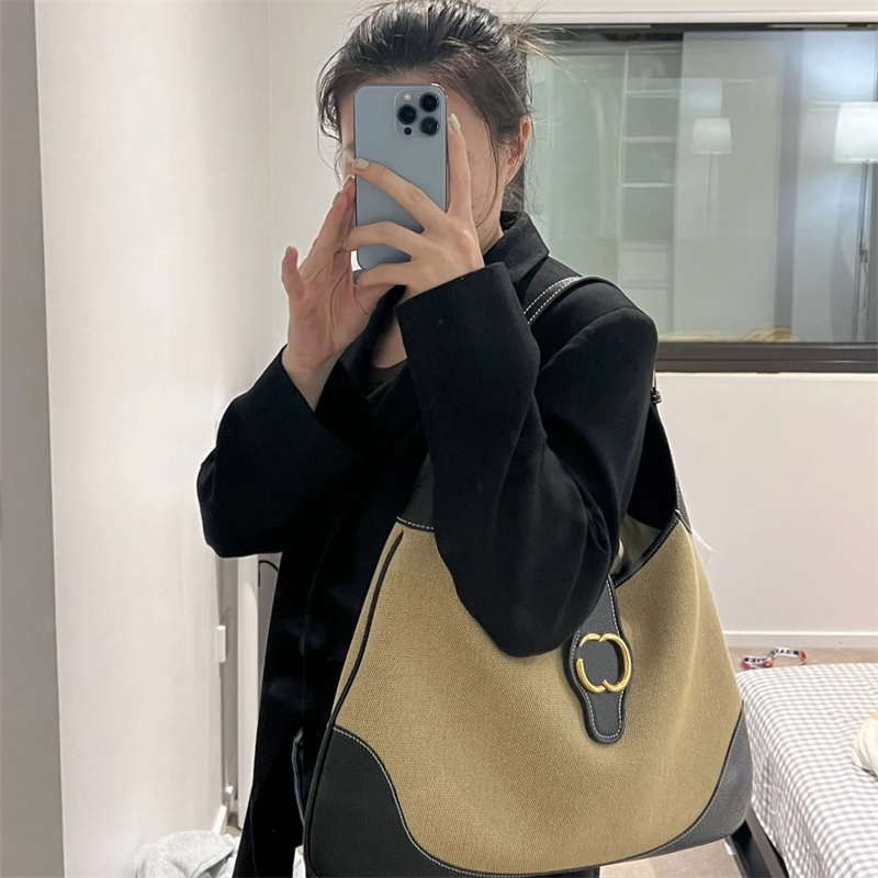 

Soft Hobos Fashion Shoulder Bags Designers Stripes Gold Letters Corssbody Bags Casual Vintage Brands Handbgas Female Luxury Purses, Brown
