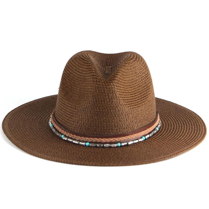 

Berets Fashion Panama Hats For Women Wide Brim Straw Beach Fedora Sun Men Summer Breathable Elegant Ladies Party Hat WholesaleBerets, Mz52004-4