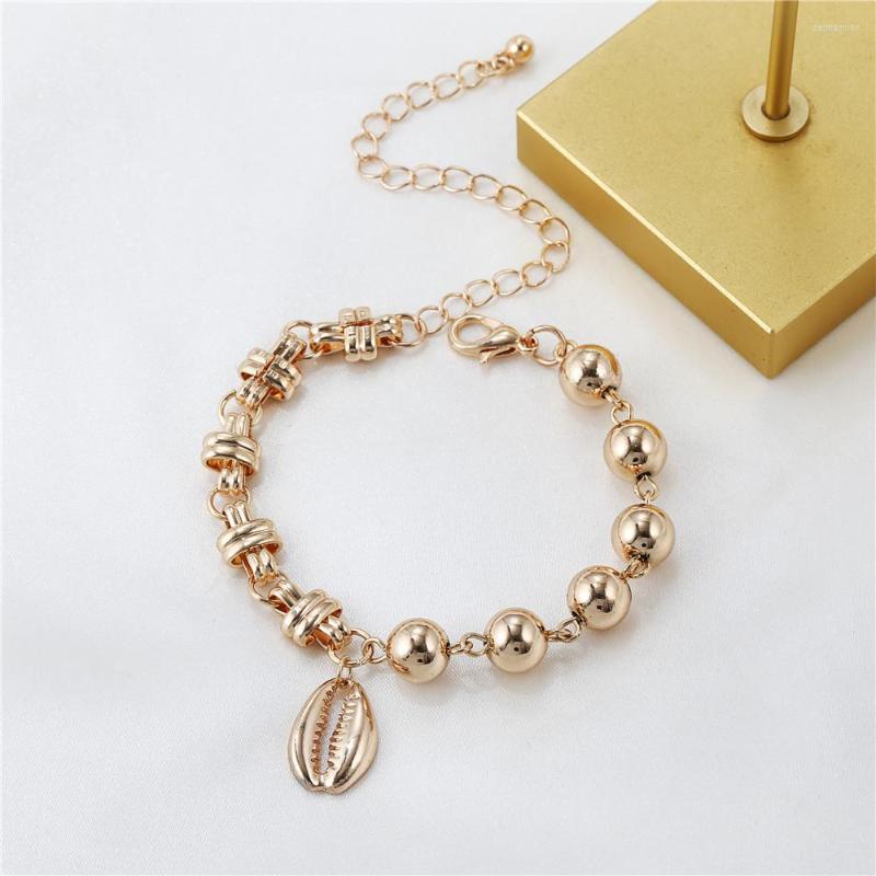

Charm Bracelets In Exaggerated Personality Fashion Asymmetric Bracelet Delicate Gold Color Shell Pendant For Women Luxury Jewelry