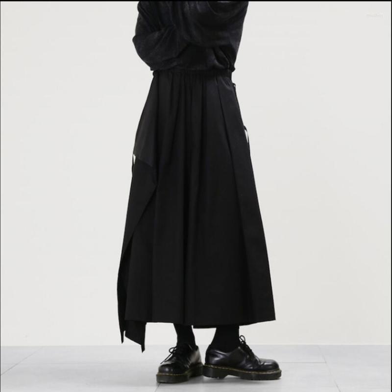 

Men's Pants Plus Size 27-46 Men Personality Casual Wide Leg Trousers Culottes Super Loose Hairstylist Singer Stage Costumes, Black