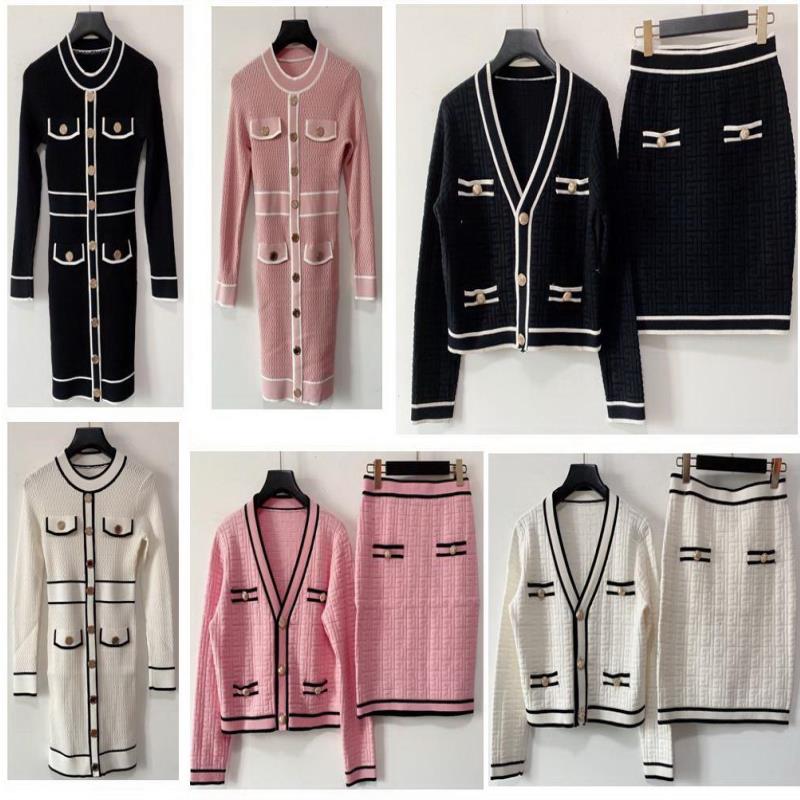 

Down jacket 2022 Summer Casual Dress Tow Pc Dresses Set Sweaters Skirt Two Pieces Skirt Long Sleeves Knitted Cloth Luxury Designer Clot Nart, Silical gel