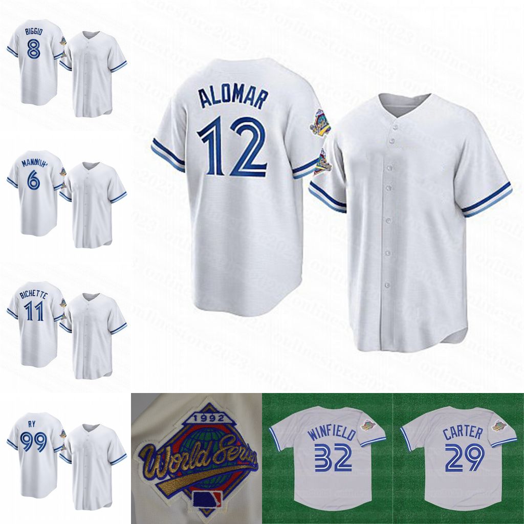 

12 Roberto Alomar 1992 World Baseball Jersey Bo Bichette Alek Manoah Alejandro Kirk Cavan Biggio Joe Carter Roy Halladay Vladimir Guerrero Jr. Springer 99 Ryu Jerseys, Men's s-xxxl