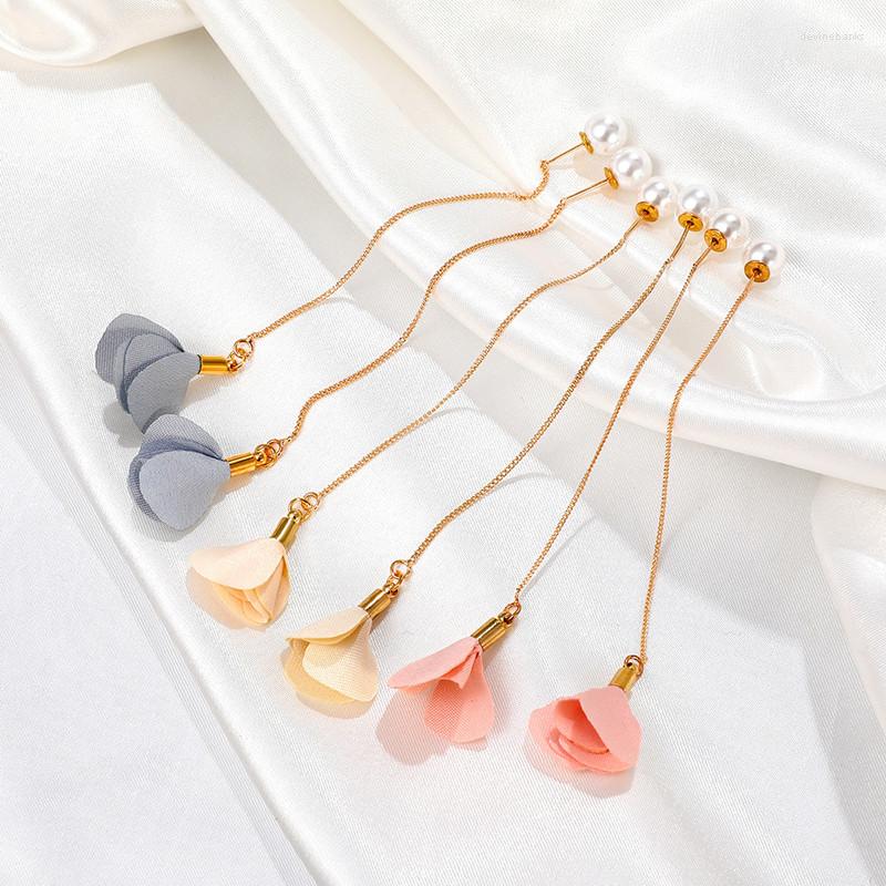 

Dangle Earrings Vintage Long Tassel Flower Black Beautiful Chain For Women Aesthetic Korean Fashion Jewelry Accessories