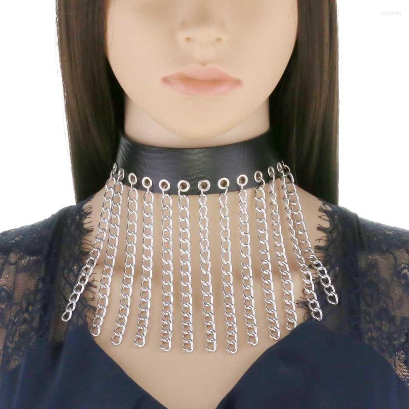 

Chains Punk Long Metal Chain Choker Necklace For Women Fashion 2023 Trendy Hip Hop Leather Wide