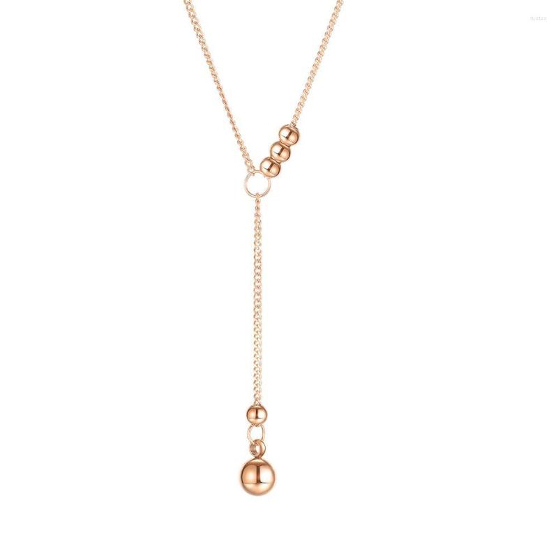 

Pendant Necklaces Fashion Simple Joker Sweet Beads Necklace Rose Gold Color Titanium Steel Jewelry Woman Gift Wholesale Not Fade