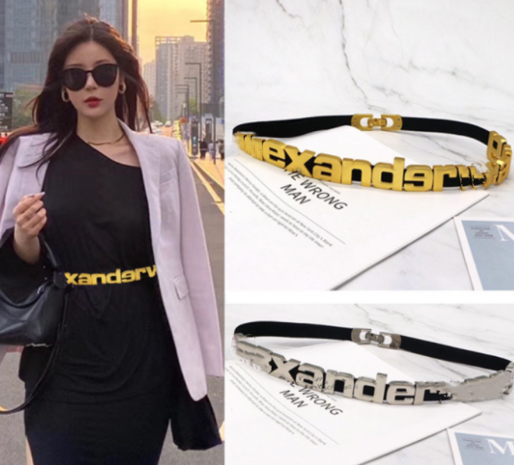 

All-match Stretch Metallic Belt Female Ornament Ins Style Match with Coat Dress Fine Stretch Belts Cummerbund, Aspic