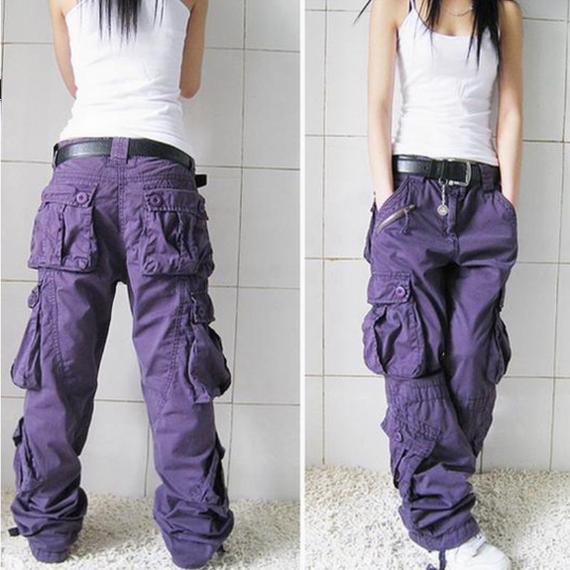 

Pants Women Cargo Pants Fashion Large Size Women Loose Multi-Pocket Cotton Trousers Spring Autumn Baggy Women Hip Hop Pants Xcqgh, Army green