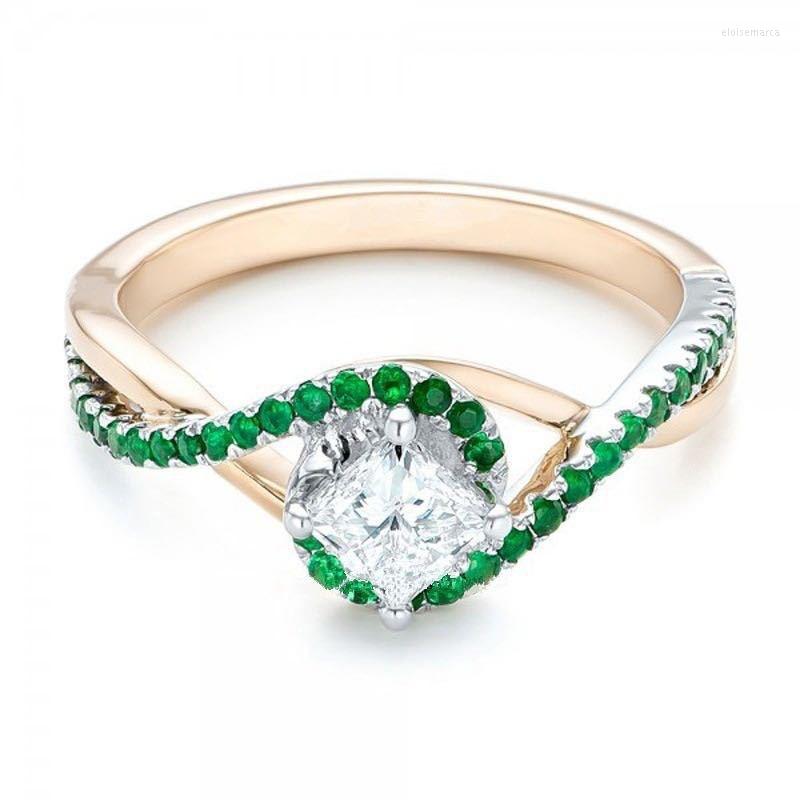

Wedding Rings Milangirl Trendy Green Crystal Zircon Women's Ring For Engagement Party Jewelry Female Hand Accessories Size 5-12
