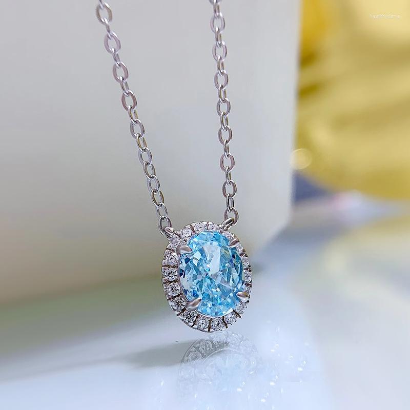 

Chains 2023 S925 Silver Radian 6 8mm Oval Pendant Women's High Carbon Diamond Euramerican Ins