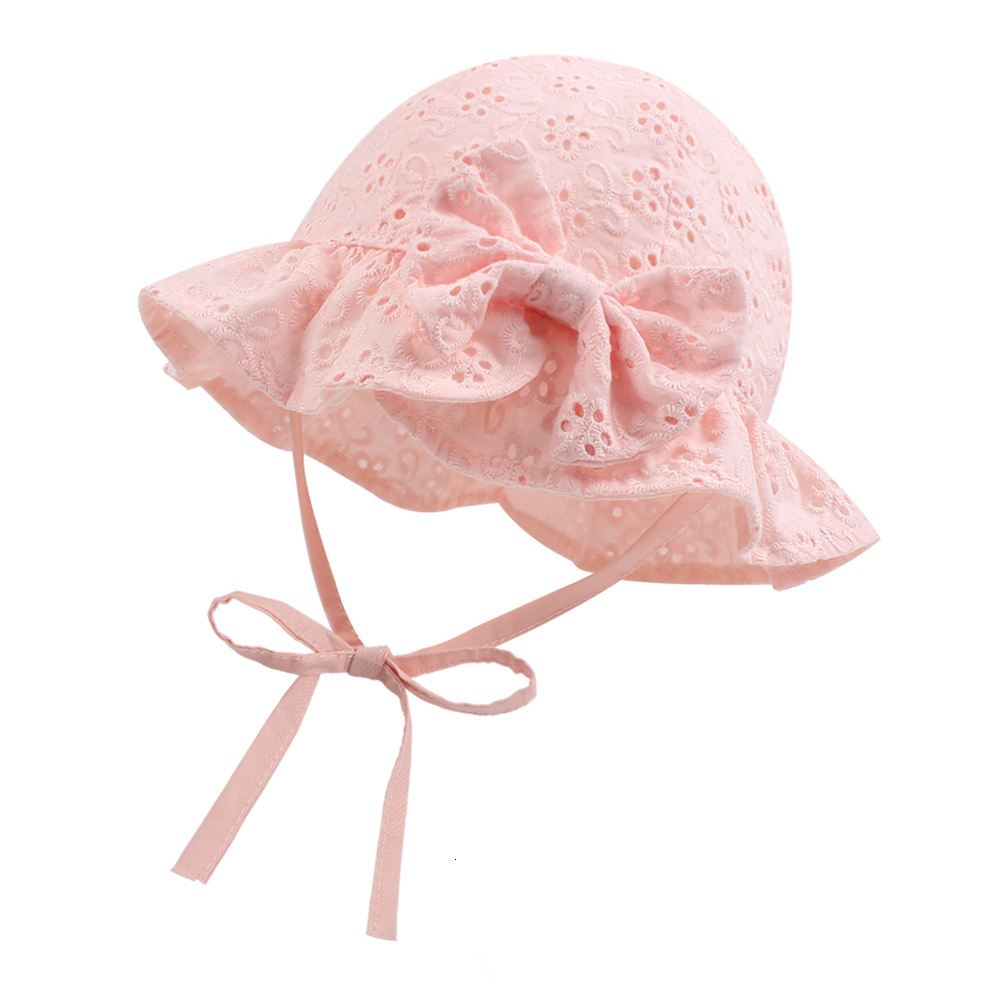 

Caps Hats Summer Baby Girls Bow Hat Cotton Lace Bucket Hat Spring Toddler Girls Fisherman Cap Lace Bonnet Infant Toddler Sunscreen Cap 230313, Pink