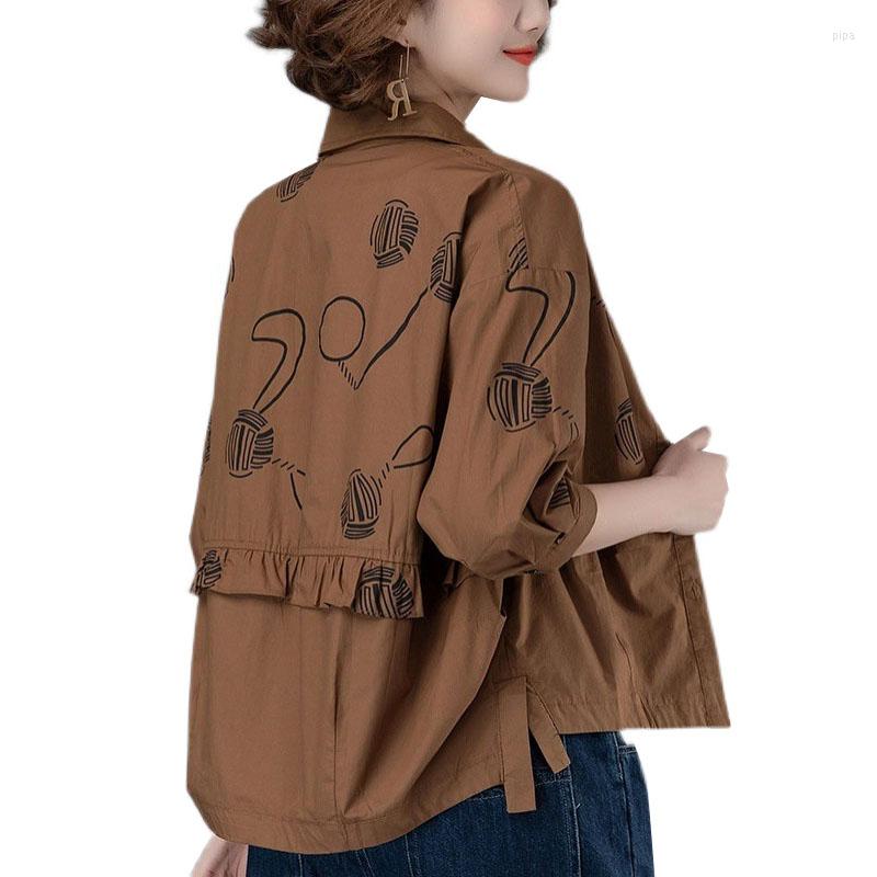 

Women's Blouses Spring Autumn Women Shirts 2023 Fashion Middle Aged Womens Loose Casual Tops And Print Short Blouse Shirt Female, Black