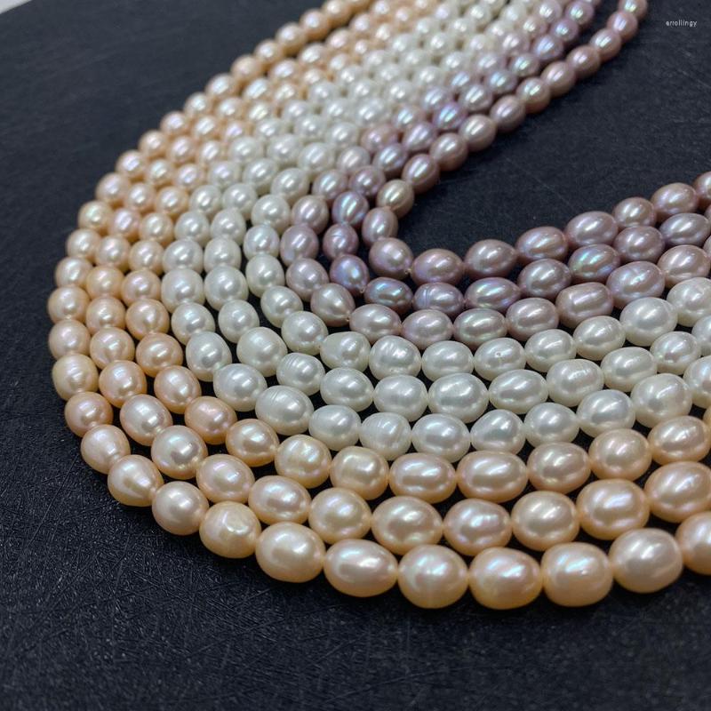 

Beads 1 Strand High Quality Oval Rice Pearls Natural Freshwater For Bracelet Necklace Earrings Jewelry DIY Length 38cm