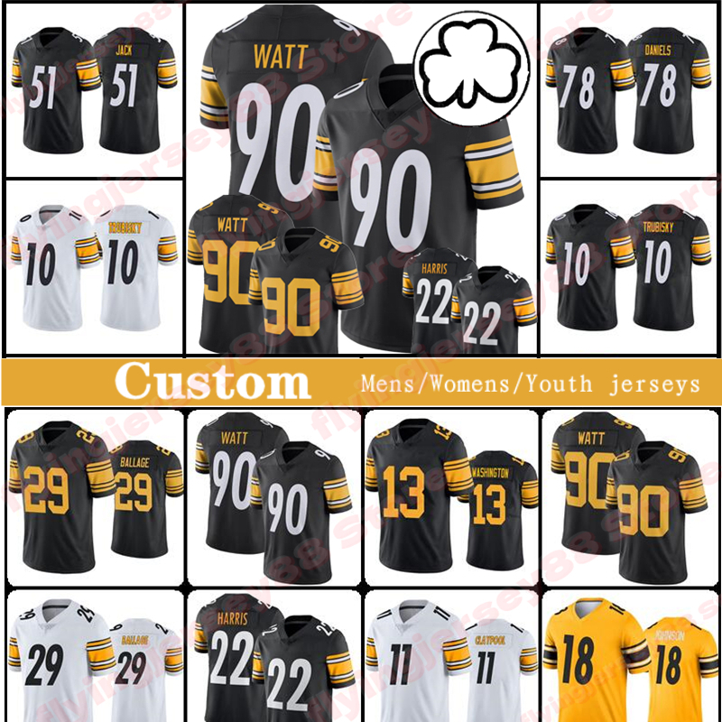 

Najee Harris Kenny Pickett Football Jersey T.J. Watt Mitchell Trubisky Pat Freiermuth George Pickens Chris Boswell Minkah Fitzpatrick Chase Claypool Jerome Bettis, Women jersey +patch (gang ren)