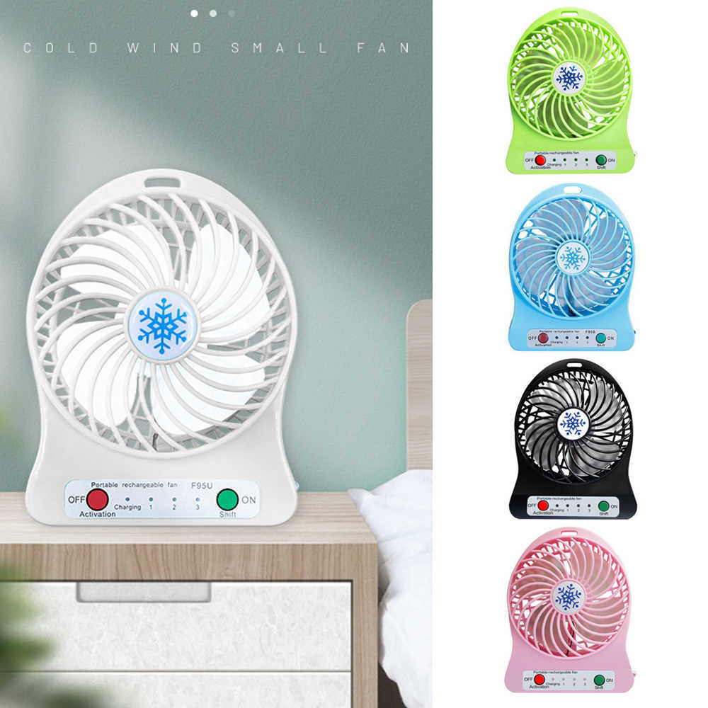 

Electric Fans Portable Mini LED Fan Air Cooler Battery Operated USB Charging Desktop 3 Mode Speed Regulation Lighting Function Y2303
