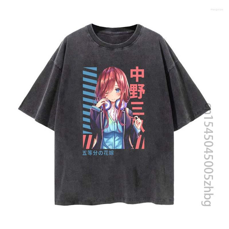 

Women' T Shirts Miku Nakano Anime Woman Shirt Streetwear Harajuku Vintage Distressed Tshirt Manga Graphic Men Tops Tees, 100269