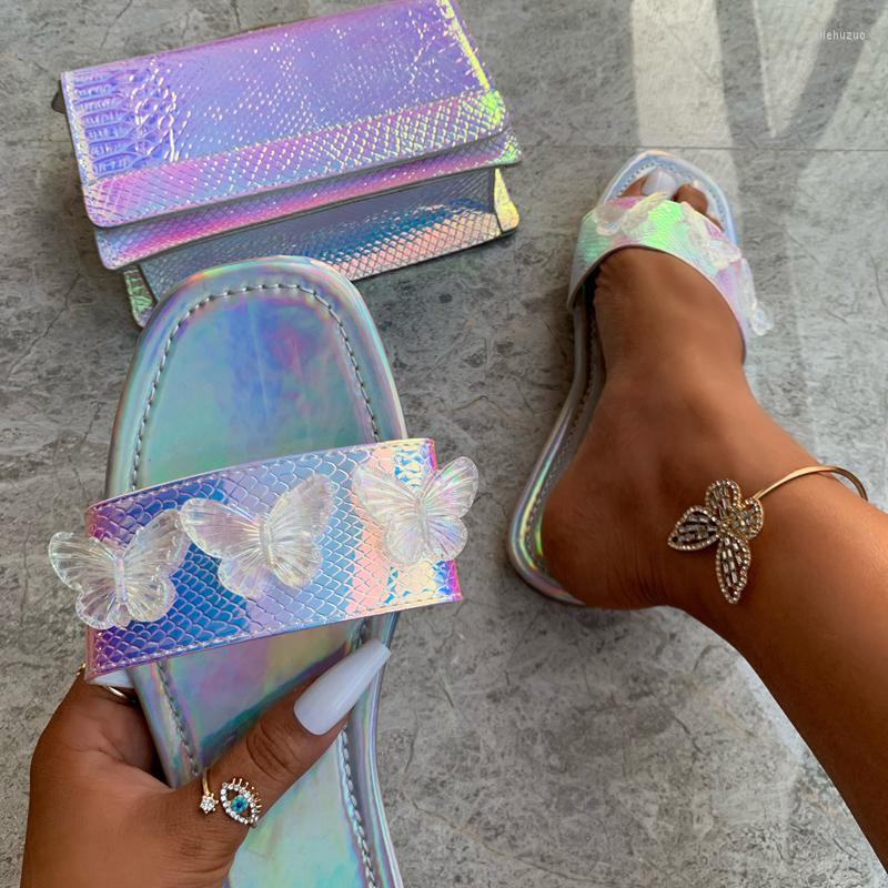 

Slippers Fashion Beach Laser Flat Women Sandals Open Toe Outdoor Casual Women's Shoes Plus Size 41