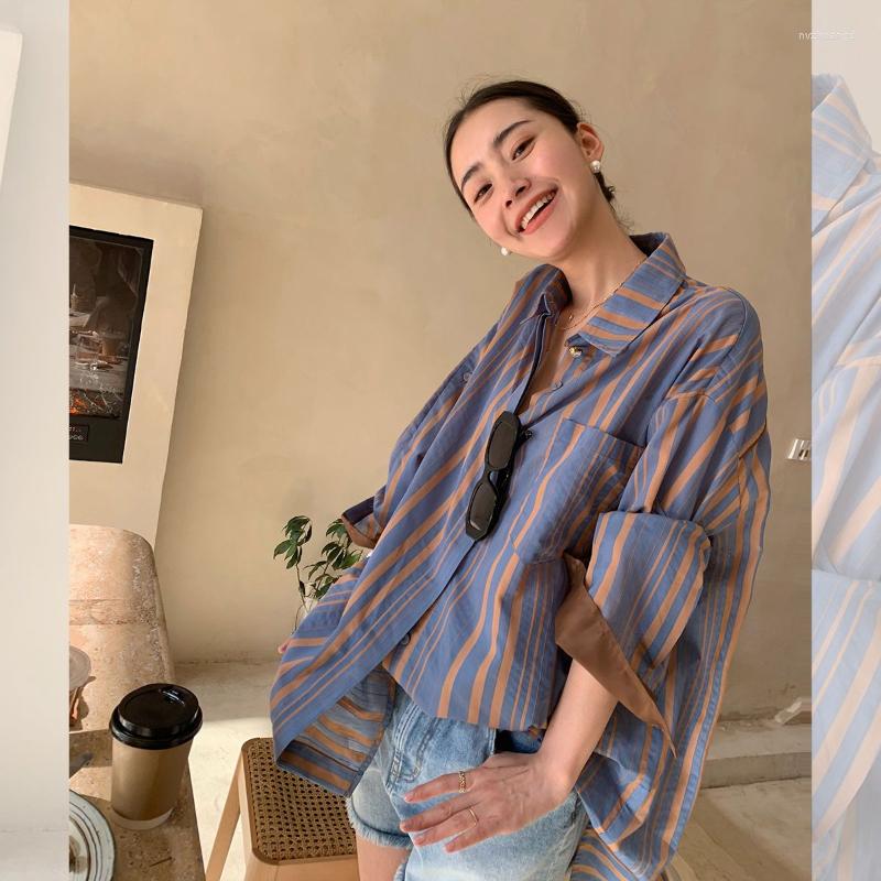 

Women' Blouses Deeptown Women Striped Vintage Oversized Chic Elegant Youth Korean Style Patchwork Shirts Streetwear Ladies Fashion Tops, Photo2