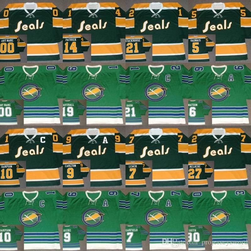 

Oakland Seals Retro Jersey 10 TED HAMPSON 14 CRAIG PATRICK 19 BERT MARSHALL 21 BOBBY BAUN RON STACKHOUSE 30 GARY SMITH 27 GILLES MELOCHE Cus, Custom 1960's