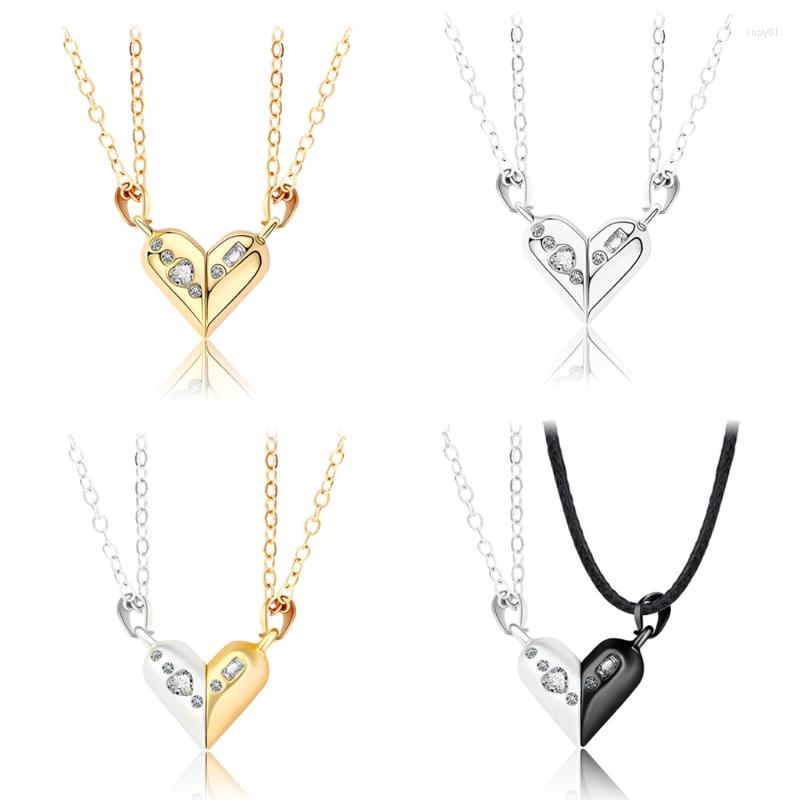 

Pendant Necklaces 2XHeart Shape Magnetic Couple Necklace For Him & Her Matching Love Friendship Distance Attracting Men Women