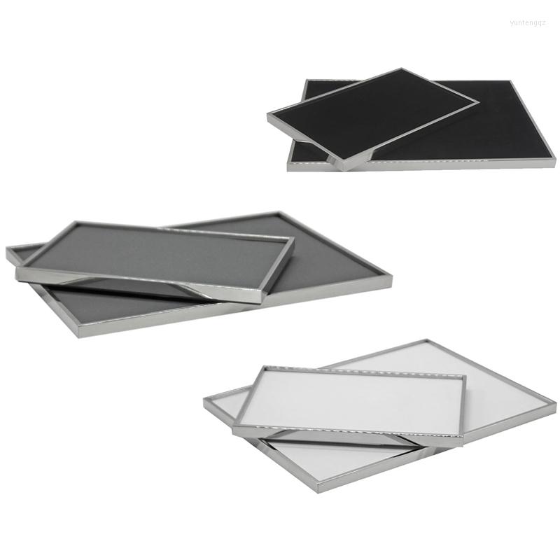 

Jewelry Pouches 2 Pcs Stainless Steel Tray Display Flannel Silver Color Shiny