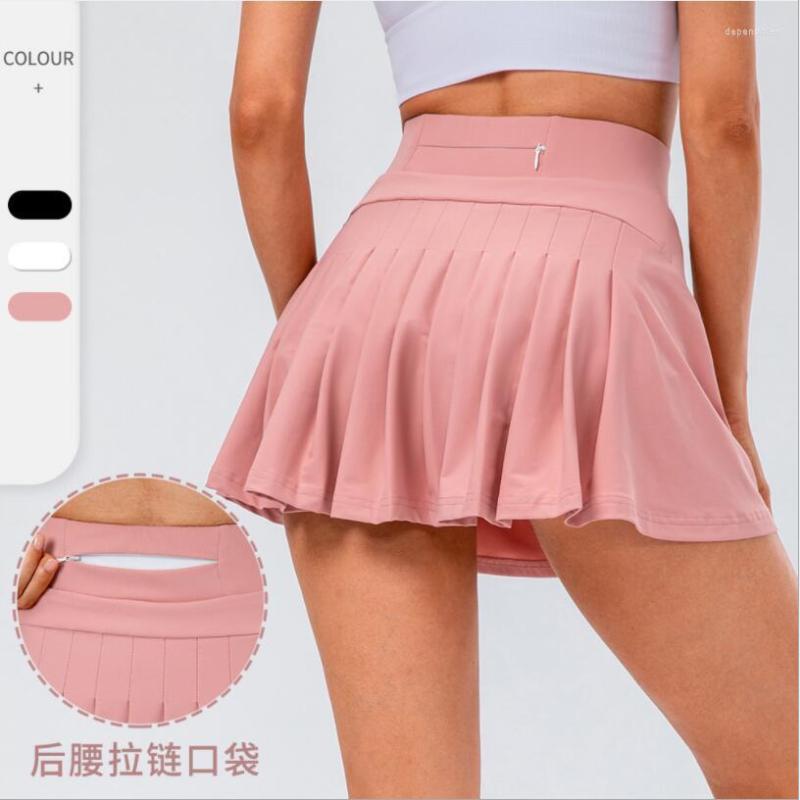 

Active Shorts Naked Feeling False Two Piece Dance Pleated Skirt Breathable Sportswear Fitness Running Dancing Women Yoga Clothing, Black