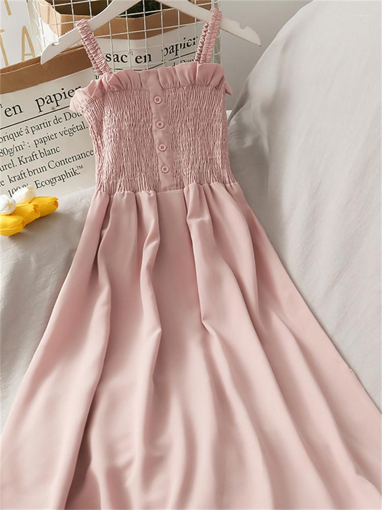 

Casual Dresses Sling Dress Women Pink Sweet 2023 Spring Summer Fashion Temperament Feminina, Black