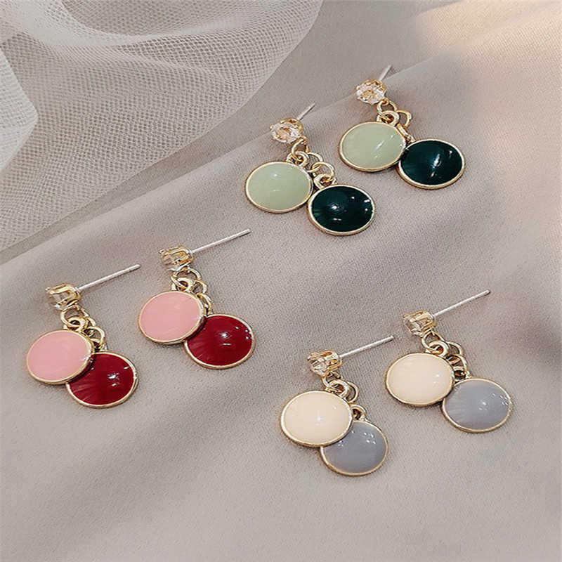

Dangle Chandelier Needle Simple Geometry Round Drill Earrings Creative Colour Drops Of Oil Minor Age Drops G230313