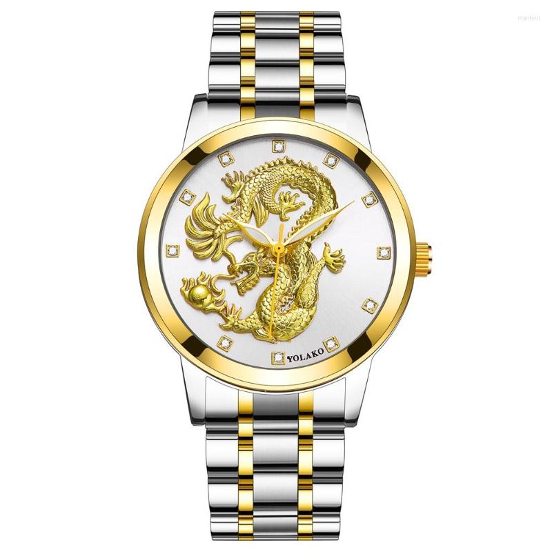

Wristwatches Fashion Watches Personality Style Men's Business Quartz Watch Stainless Steel Men Embossed Stereo Clocks, Picture 9