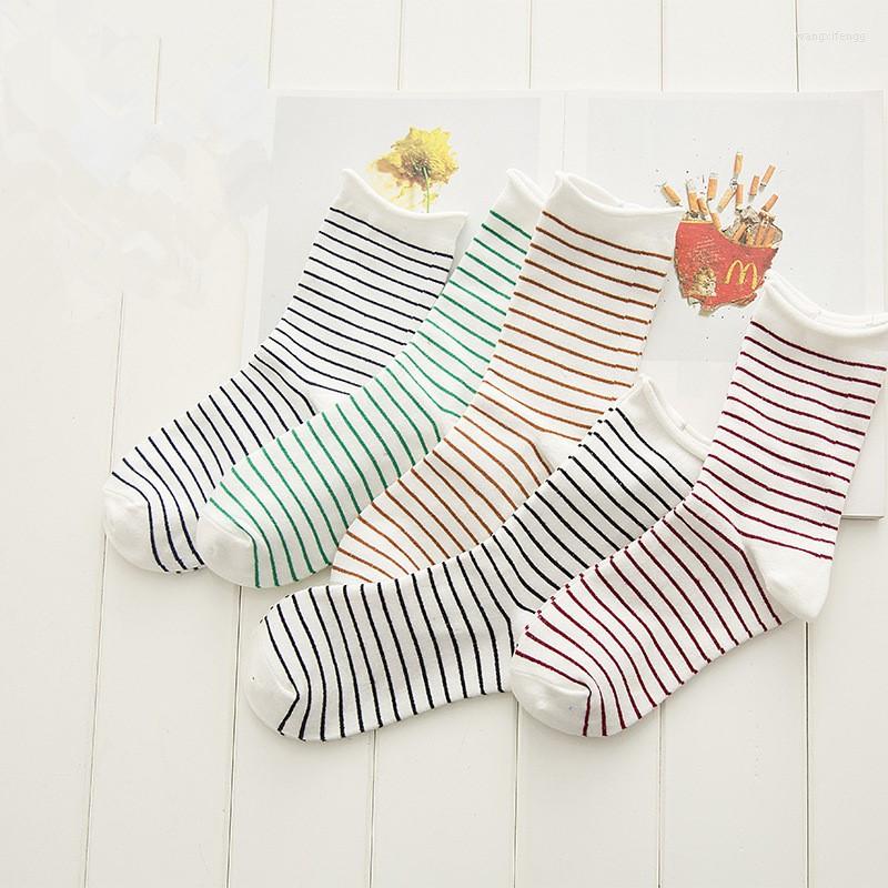 

Women Socks YSMILE Y A Lot/5pairs Striped Fashion Candy Color Rolled Edge Sox Girls College Style Cotton Personailty, Multi