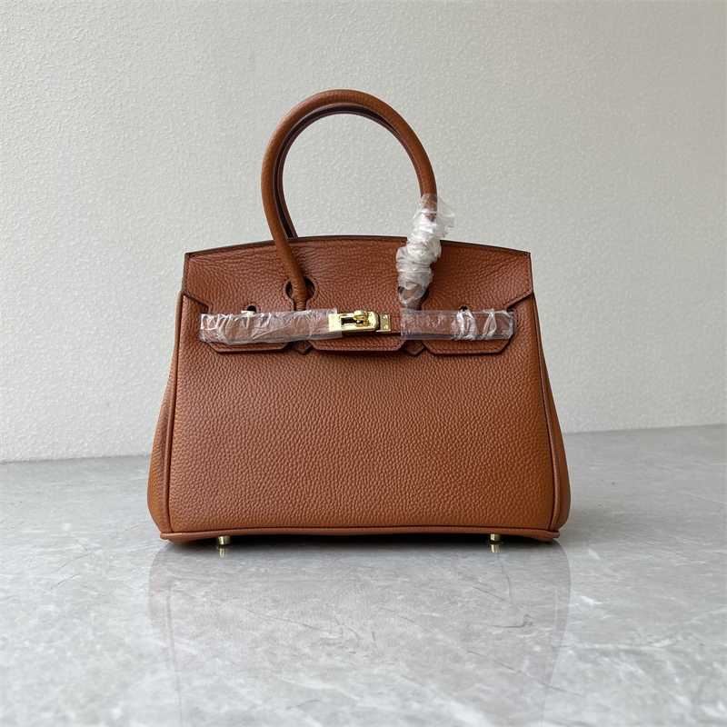 

Luxury Bag Birkin The first layer of leather 25 "fashion handbag diagonal women's with logo, Caramel