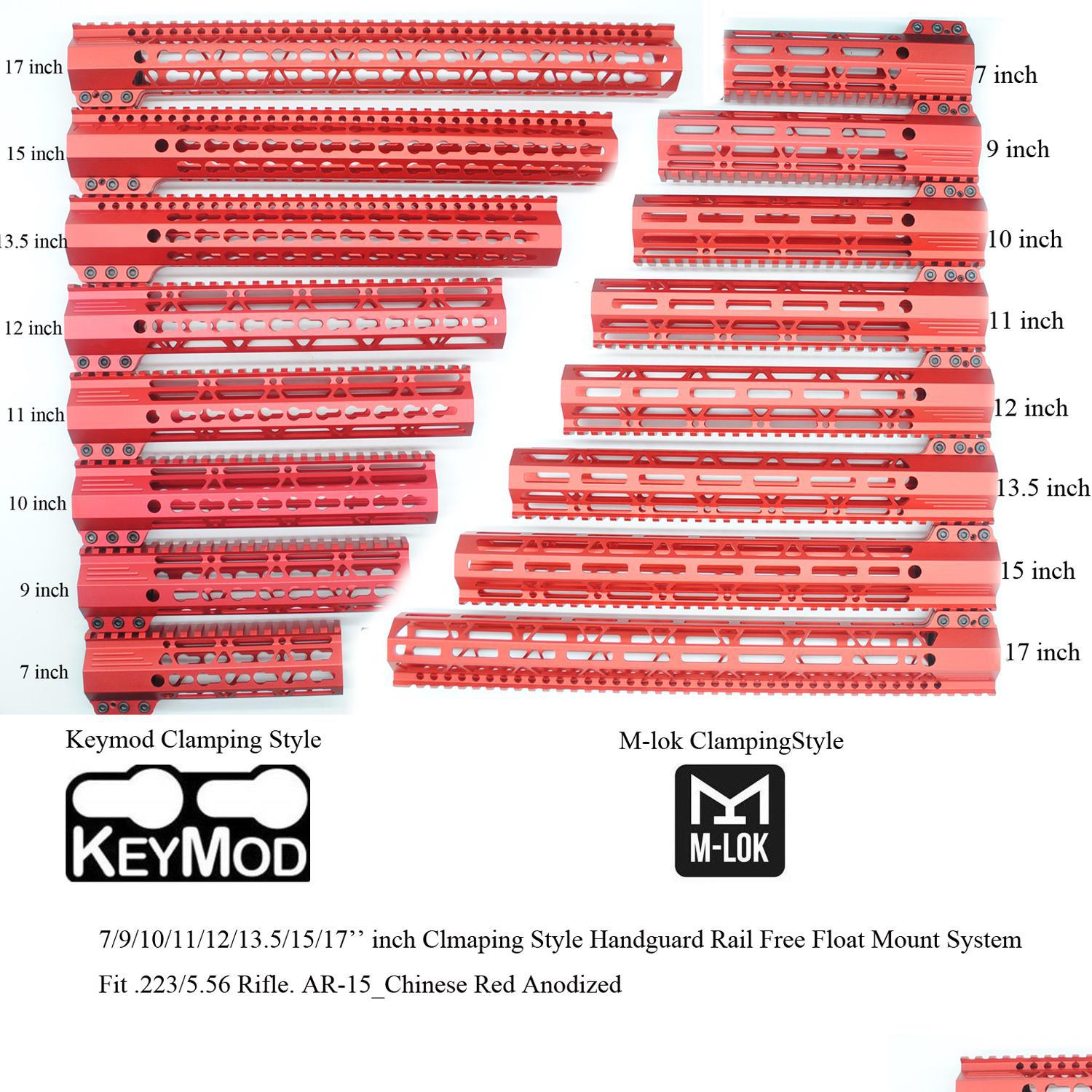 

Others Tactical Accessories 7/9/10/11/12/13 5/15/17 Inch Keymod/Mlok Clam Style Handguard Rail Float Picatinny Mount Systemred Anodi Dhljo, Chinese red