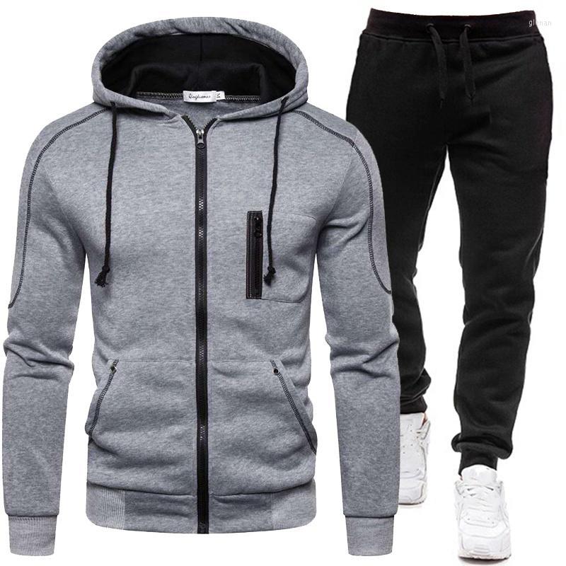 

Men's Tracksuits 2023 Tracksuit Men Fashion Hoodies Solid Suits Mens Sweatshirts Drawstring Sweatpants Loose Leisure Sportswear Sets Winter, Gray
