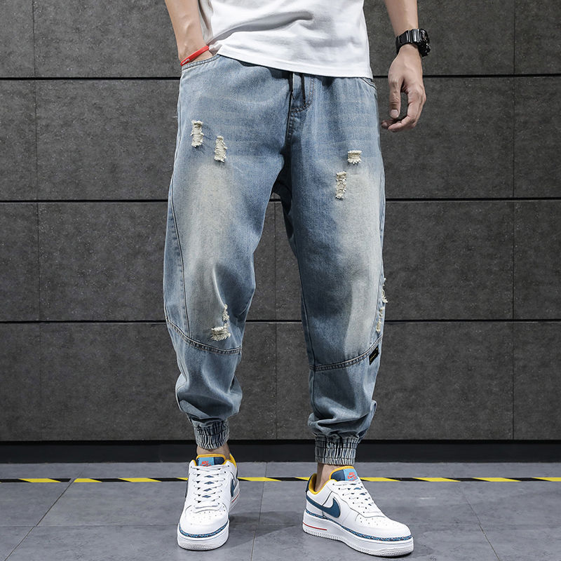 

Men' Jeans Hip Hop Harem Jeans Pants Men Loose Joggers Denim Casual Sweatpants Korea Ankle Length Trousers Streetwear Male Clothes 230313, Beige