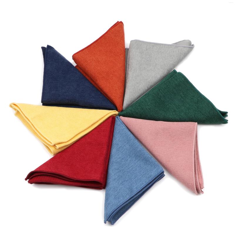

Bow Ties Super Soft Handkerchiefs Men's Colorful Solid Pocket Square Fashion Vintage Corduroy Hanky Suit Business Wedding Towel