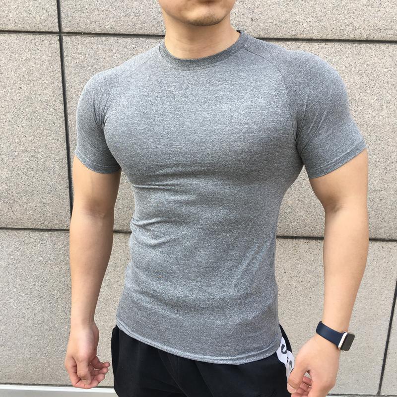 

Men's T Shirts Men Summer Short Sleeve Fitness Shirt Running Sport Gym Compression Workout Casual High Quality Tops Clothing, Black