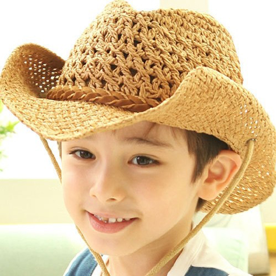 

Caps Hats Arriver 2 3 4 5 6 7Y Kids Cowboy Hat Summer Travel Sun Hat Boy's Straw Cap Beach Tem For Kids Children Posee Cap For Adult 230313, Dark brown