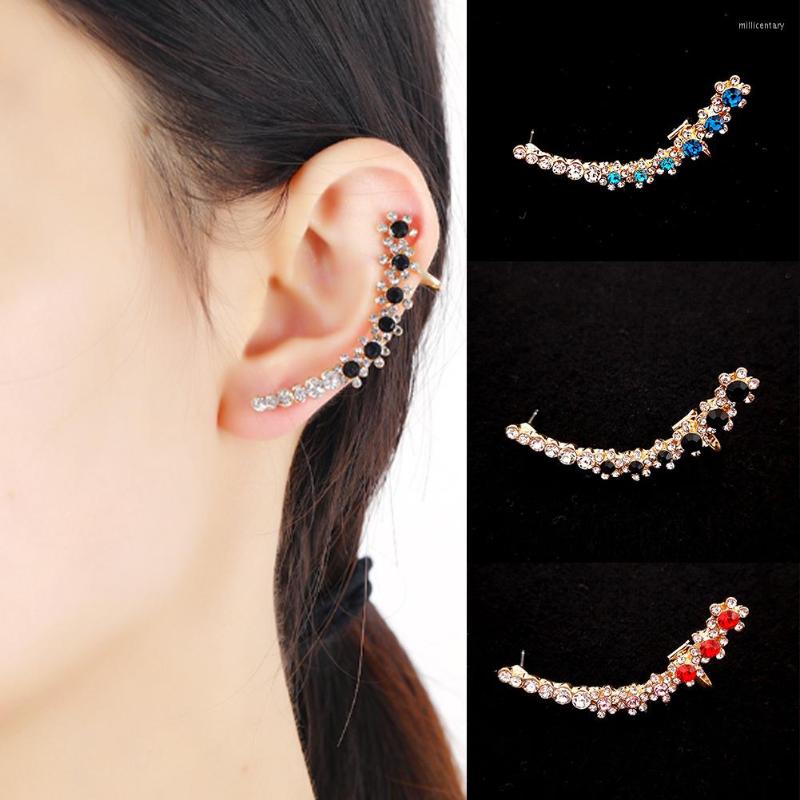 

Backs Earrings Ear Clips 1Pcs Wrap Stud Earring 3 Colors Punk Rock Rhinestone Crystal Cuff Snowflake Bone Clip Inlaid With Diamonds