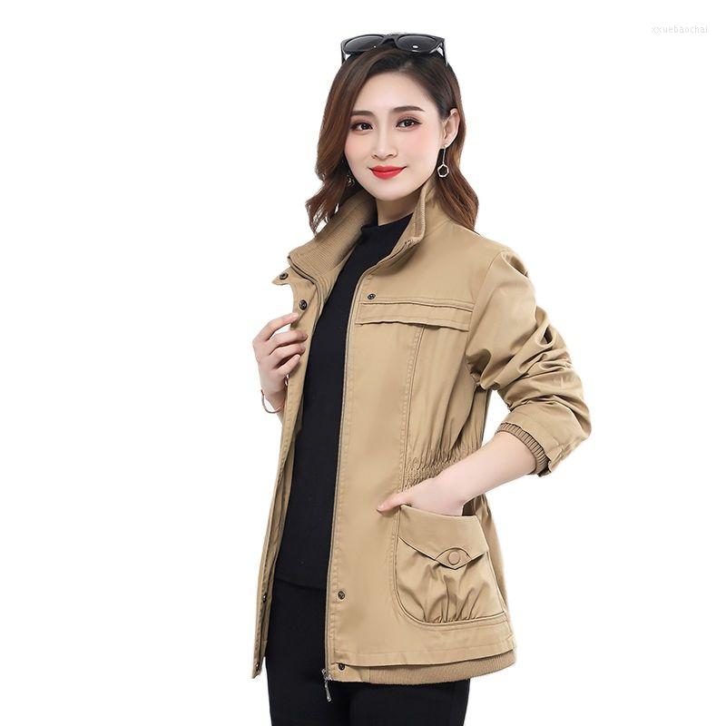 

Women's Trench Coats Middle Aged Women Windbreaker Jacket Spring Autumn Mid Long Outerwear Loose Sleeve Slim Female Tops R1690, Red